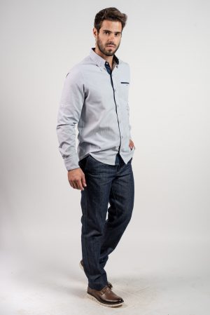 1245L CAMISA SLIM COM BOLSO EMBUTIDO + 1177 CALÇA SLIM MASCULINA